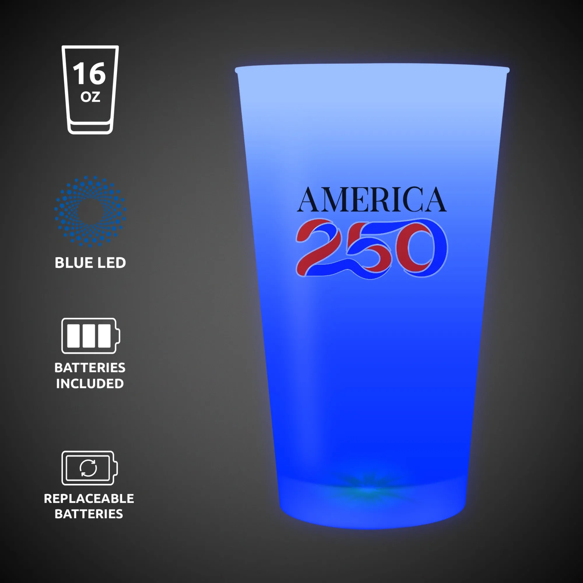 Windy City Novelties America 250 Blue LED 16 oz. Cup