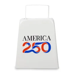 Windy City Novelties America 250 Large White Metal Cowbell with Handle