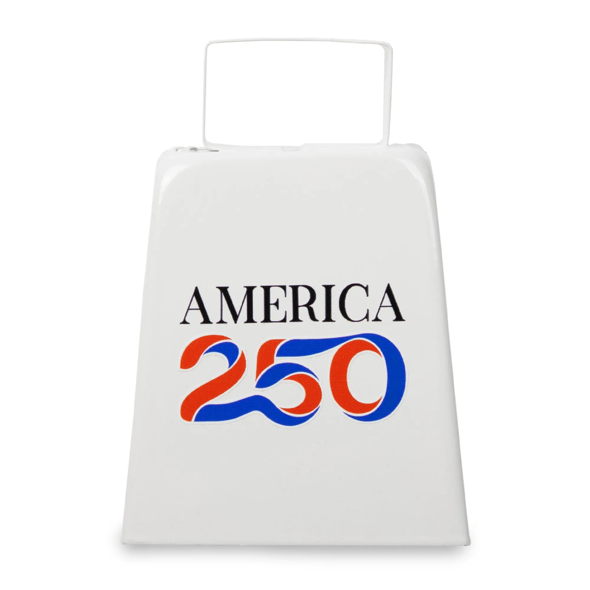 Windy City Novelties America 250 Large White Metal Cowbell with Handle