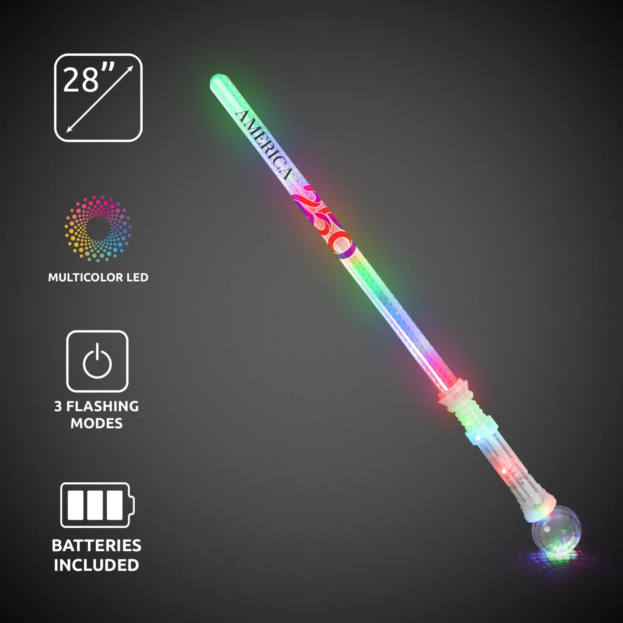 Best Windy City Novelties America 250 LED Flashing Prism Sword