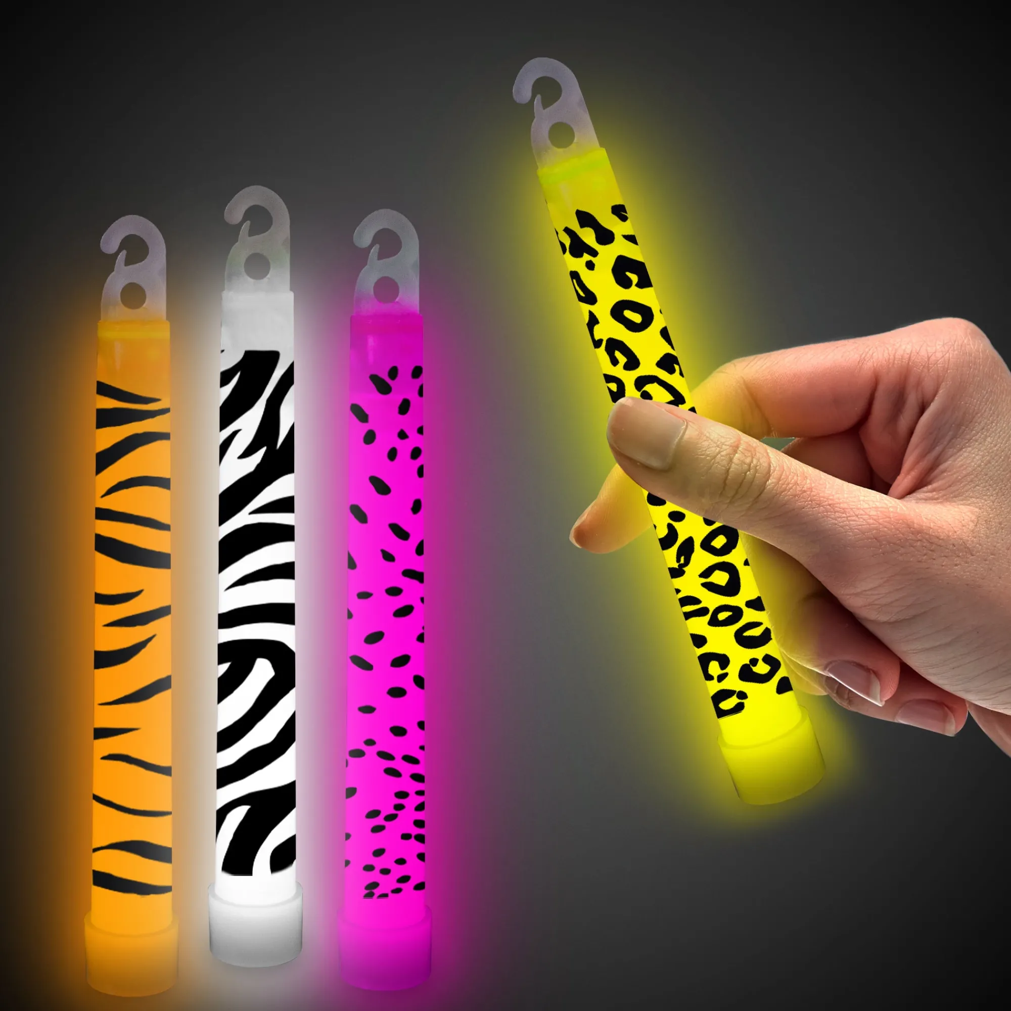 Clearance Windy City Novelties Assorted Animal Print 6" Glow Sticks