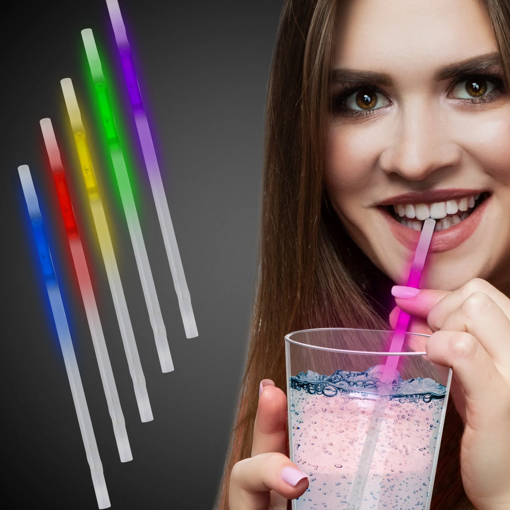 Clearance Windy City Novelties Assorted Colors 9" Glow Stick Straws