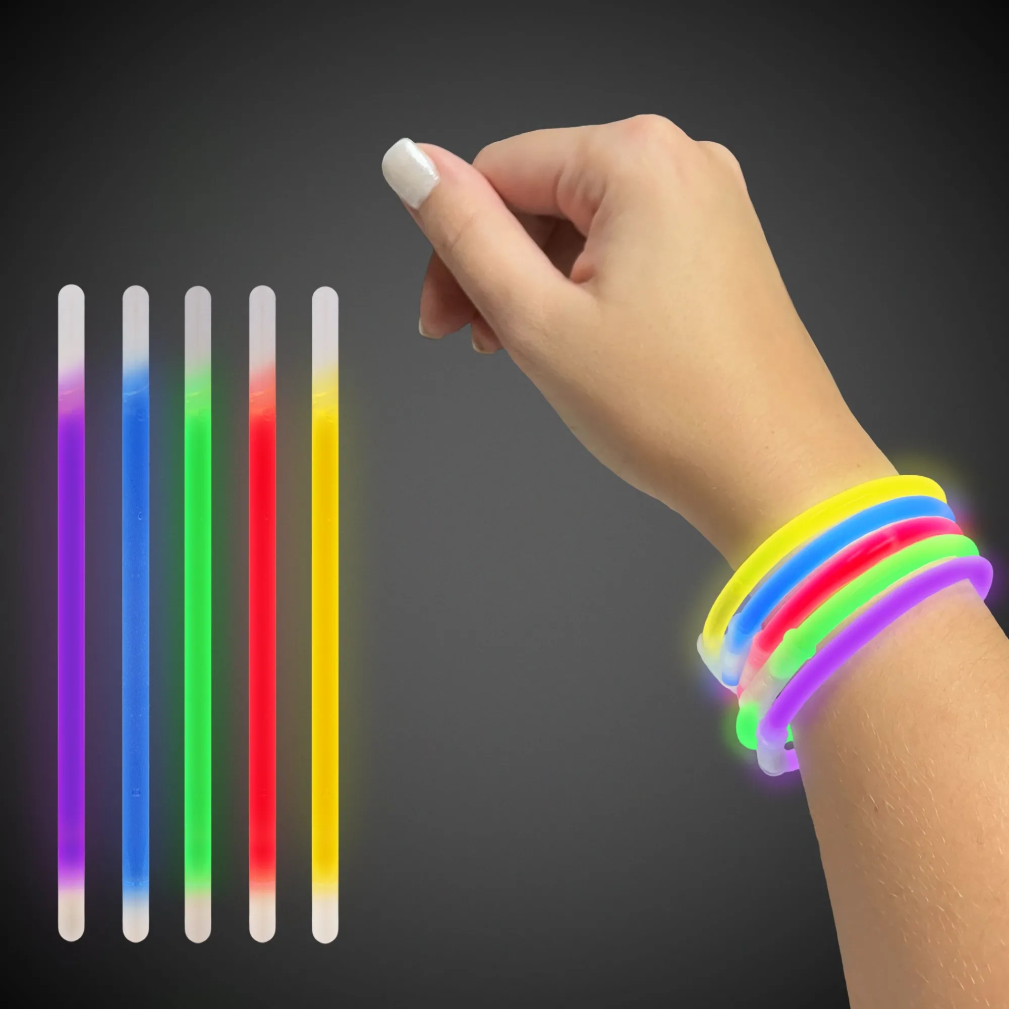 Clearance Windy City Novelties Assorted 8" Glow Stick Bracelets 100 Pack