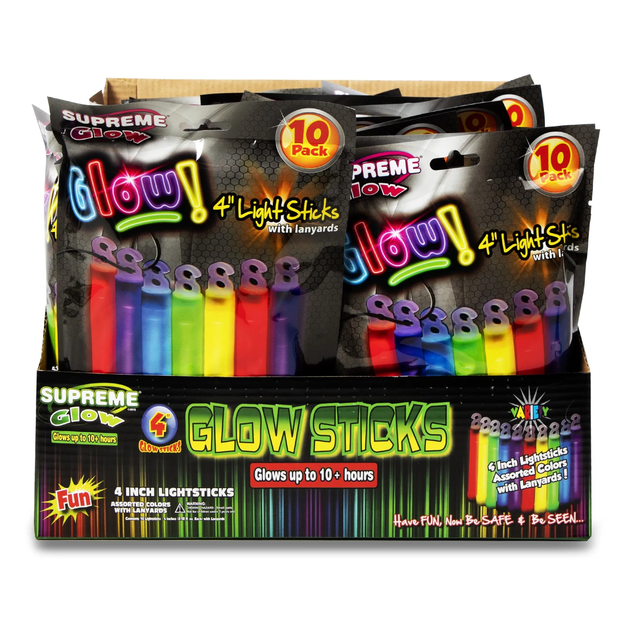 Windy City Novelties Assorted 4" Glow Sticks Retail Counter Display