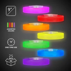 Discount Windy City Novelties Assorted Triple Wide 9" Glow Bracelets Assorted Colors