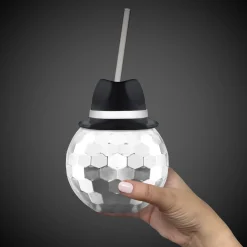 Discount Windy City Novelties Black Fedora Hat Silver Disco Ball Cup with Straw