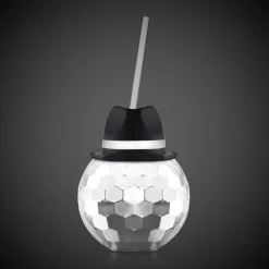 Discount Windy City Novelties Black Fedora Hat Silver Disco Ball Cup with Straw
