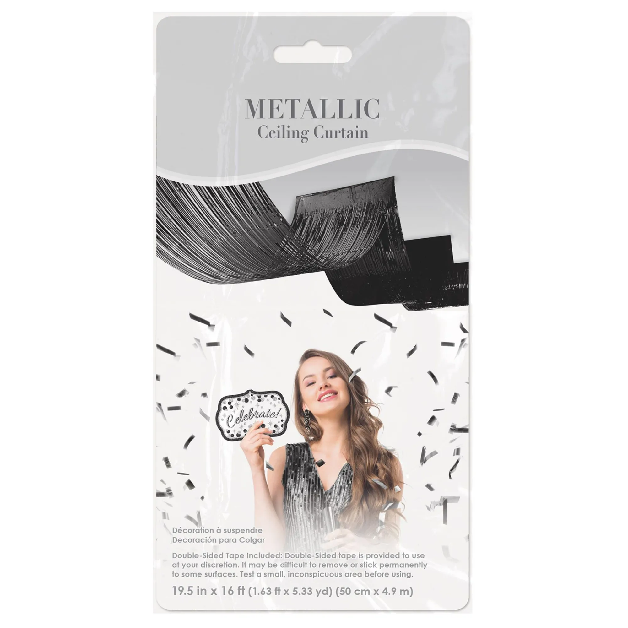 New Windy City Novelties Black Metallic Fringe Ceiling Curtain