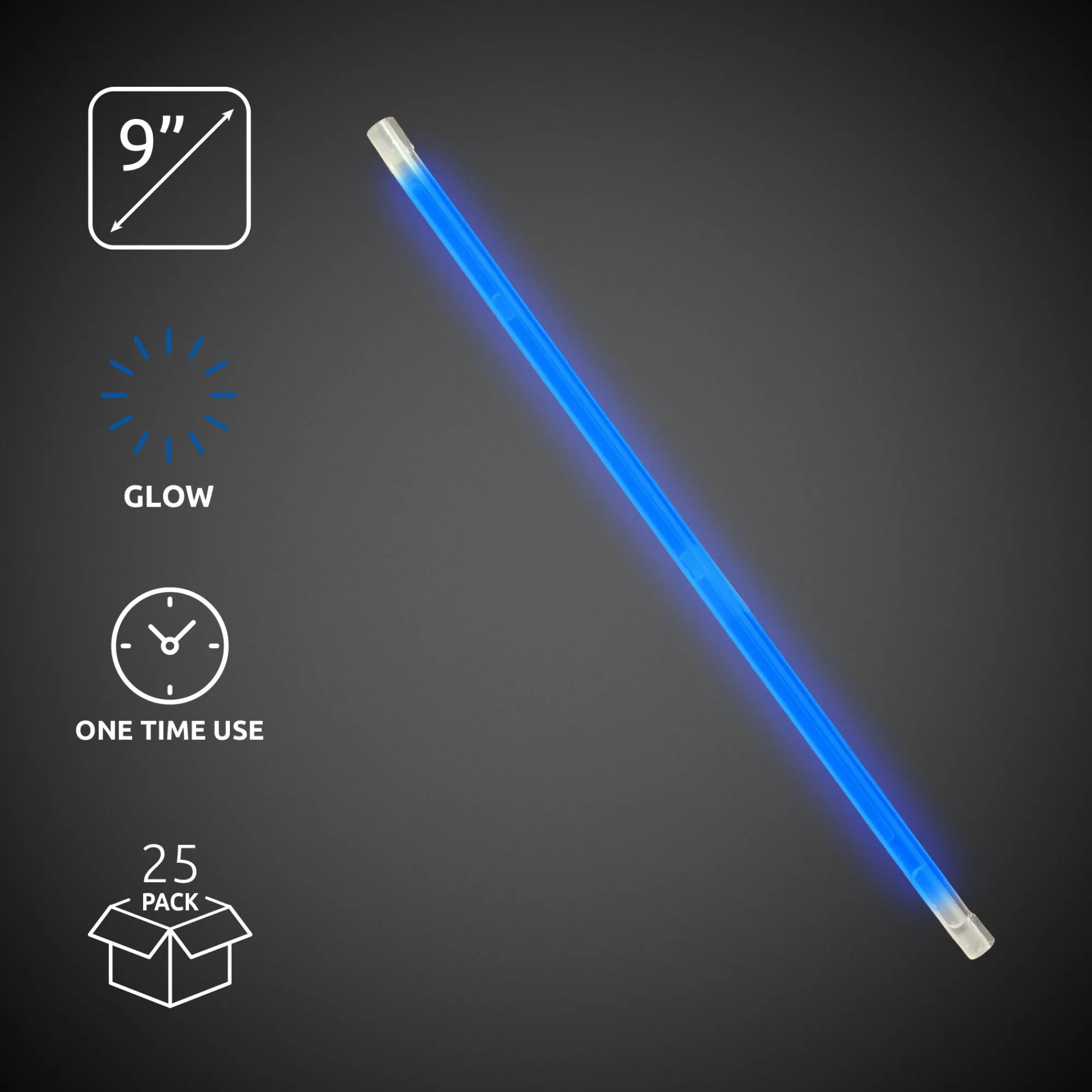 Windy City Novelties 9" Glow Straws Blue