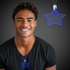Hot Windy City Novelties Blue LED Star Pendant Necklaces