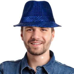 Best Windy City Novelties Blue Sequin Fedora Hat