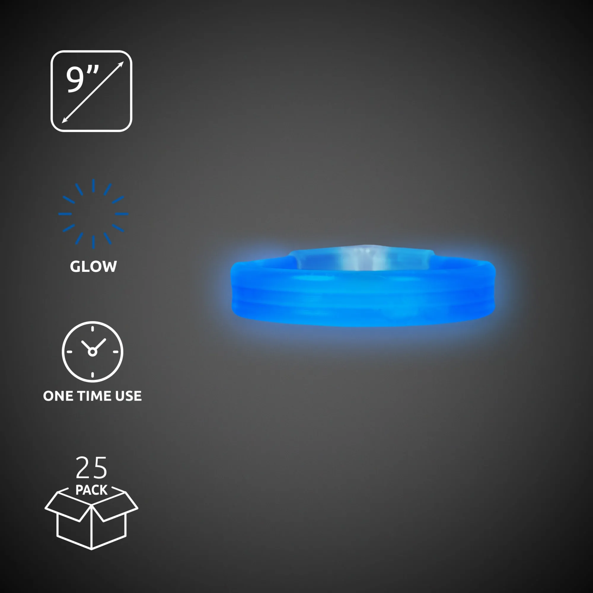 Windy City Novelties Triple Wide 9" Glow Bracelets Blue