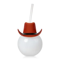 Clearance Windy City Novelties Brown Cowboy Hat 20 oz. Ball Cup with Straw