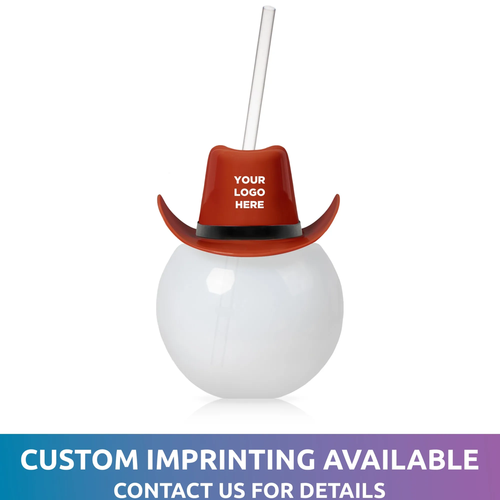 Clearance Windy City Novelties Brown Cowboy Hat 20 oz. Ball Cup with Straw