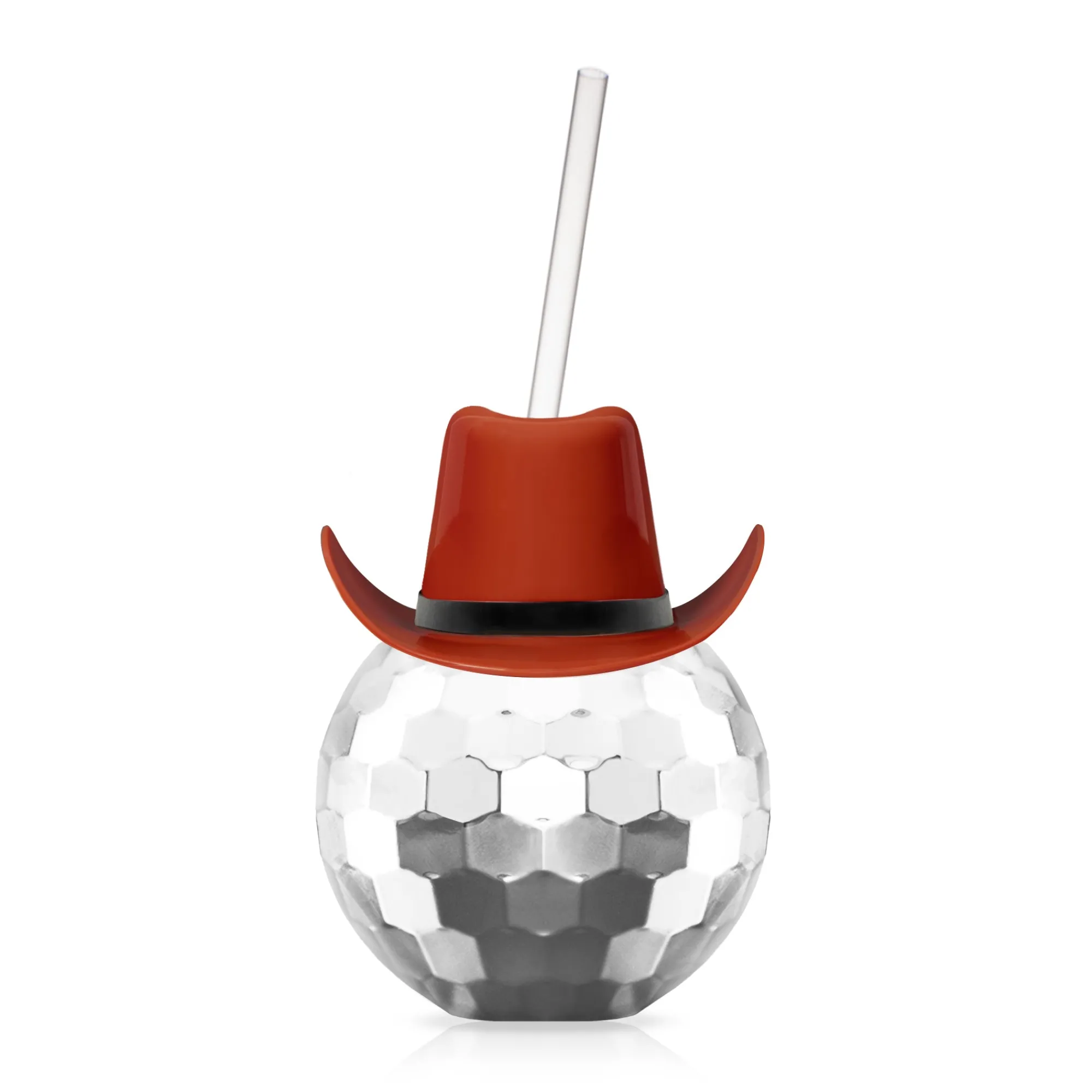 Sale Windy City Novelties Brown Cowboy Hat Silver Disco Ball Cup with Straw