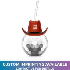 Sale Windy City Novelties Brown Cowboy Hat Silver Disco Ball Cup with Straw