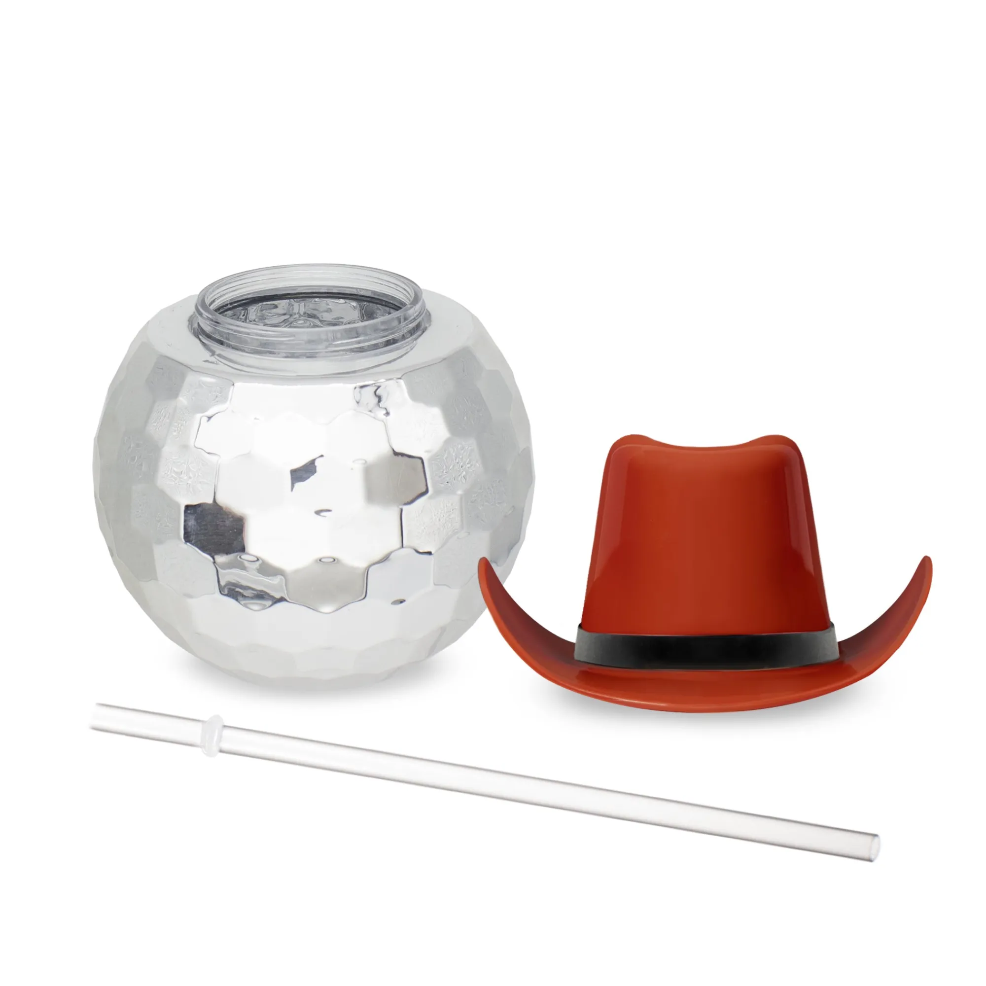 Sale Windy City Novelties Brown Cowboy Hat Silver Disco Ball Cup with Straw