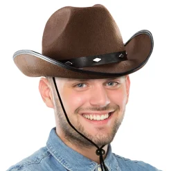 New Windy City Novelties Brown Felt Studded Cowboy Hat