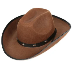 New Windy City Novelties Brown Felt Studded Cowboy Hat