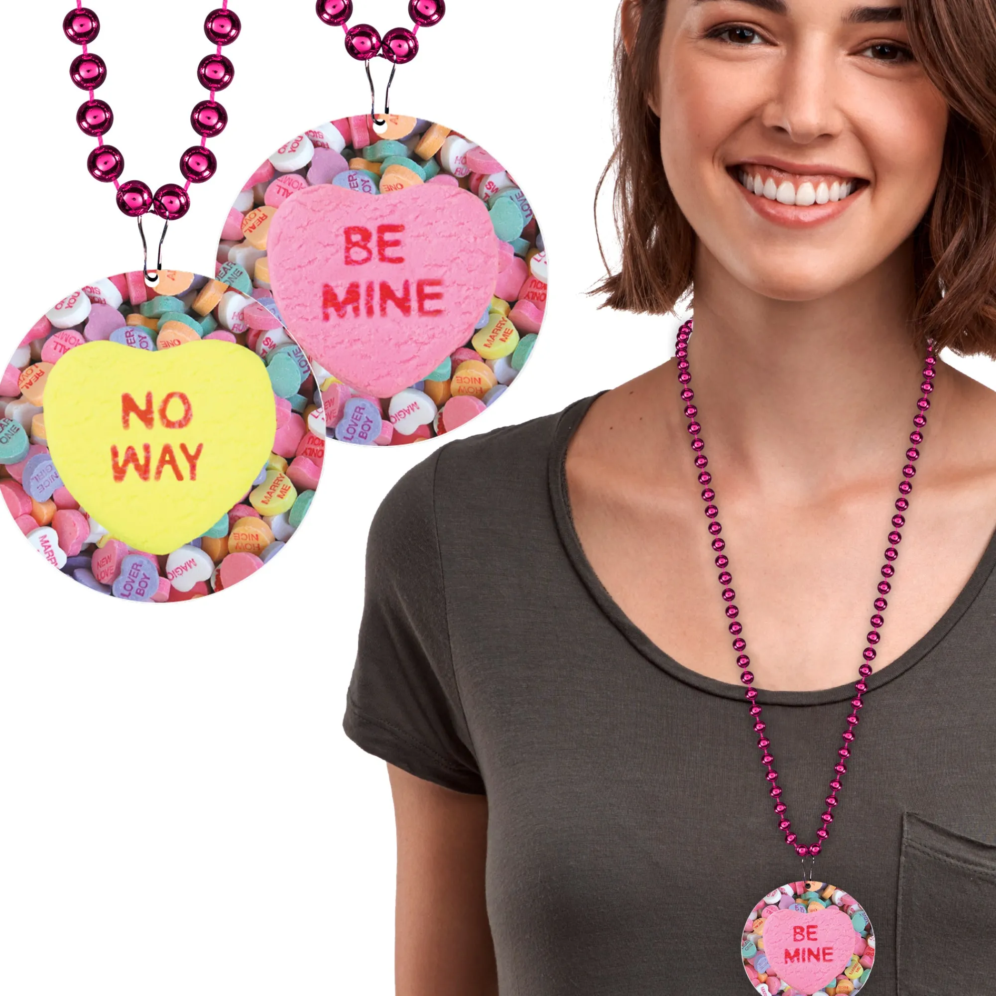 Best Windy City Novelties Candy Hearts Medallion Bead Necklaces
