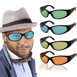 Windy City Novelties Colored Lens Black Wrap Sunglasses