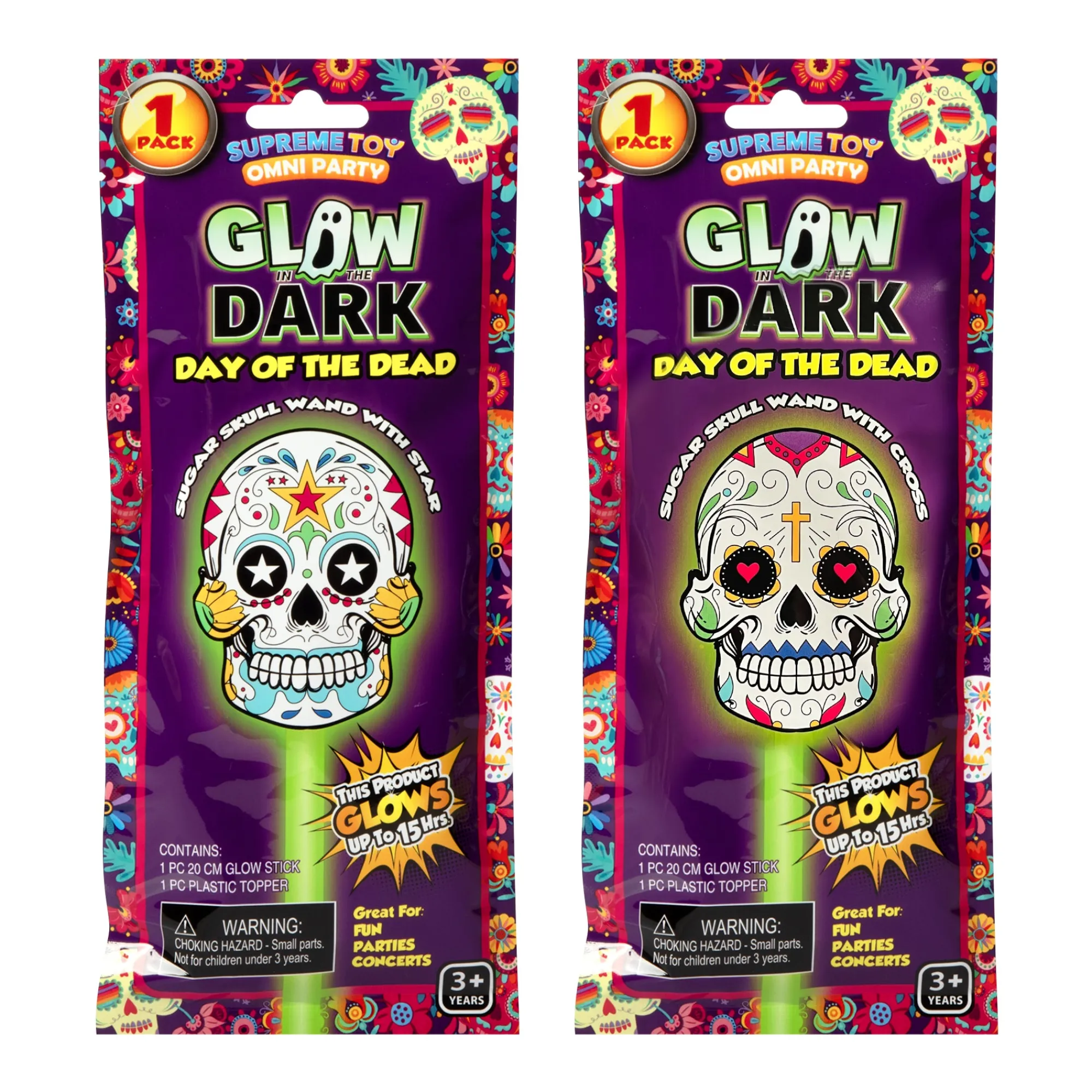 Windy City Novelties Day of the Dead Glow Wands Retail Counter Display
