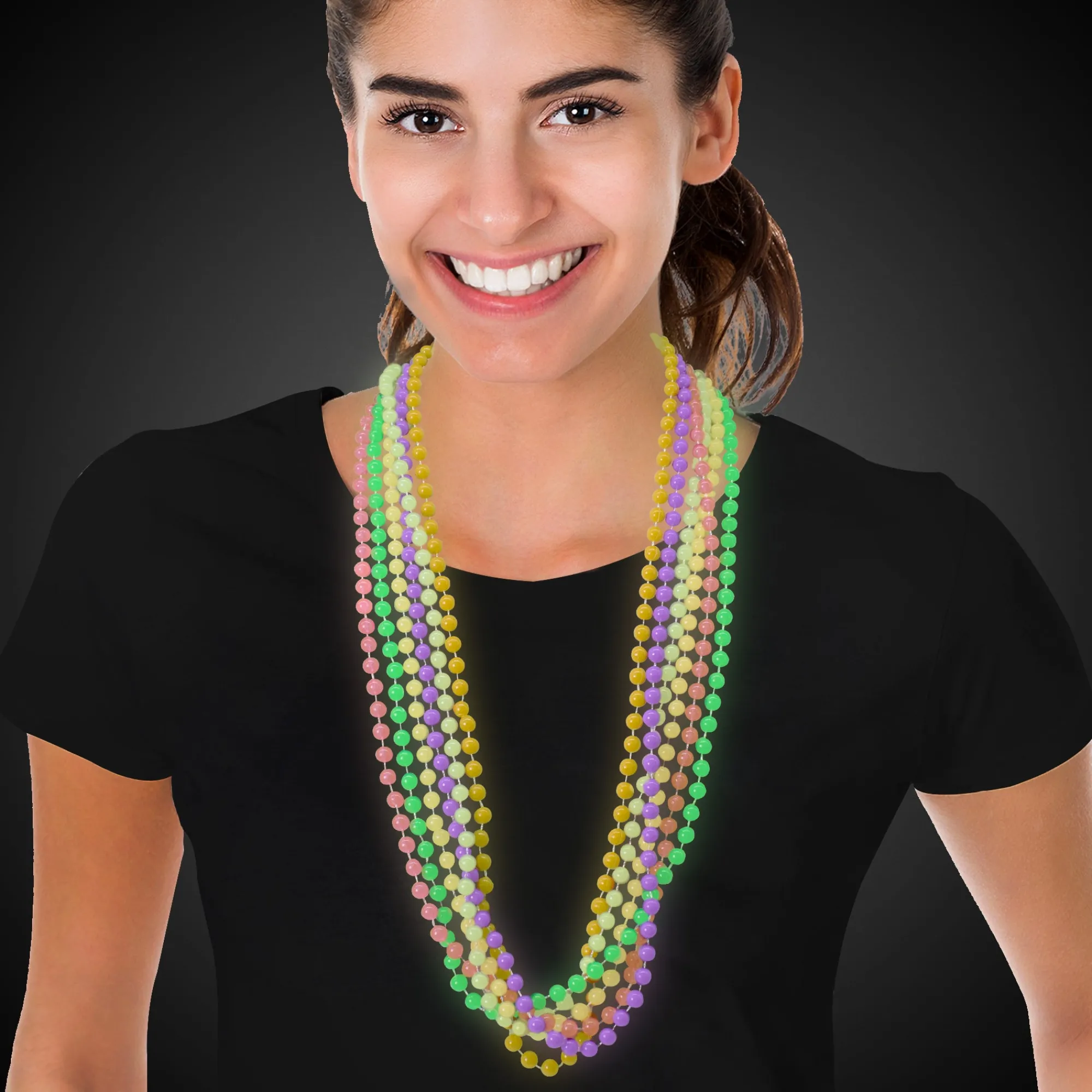 Windy City Novelties Glow Mardi Gras Bead Necklaces