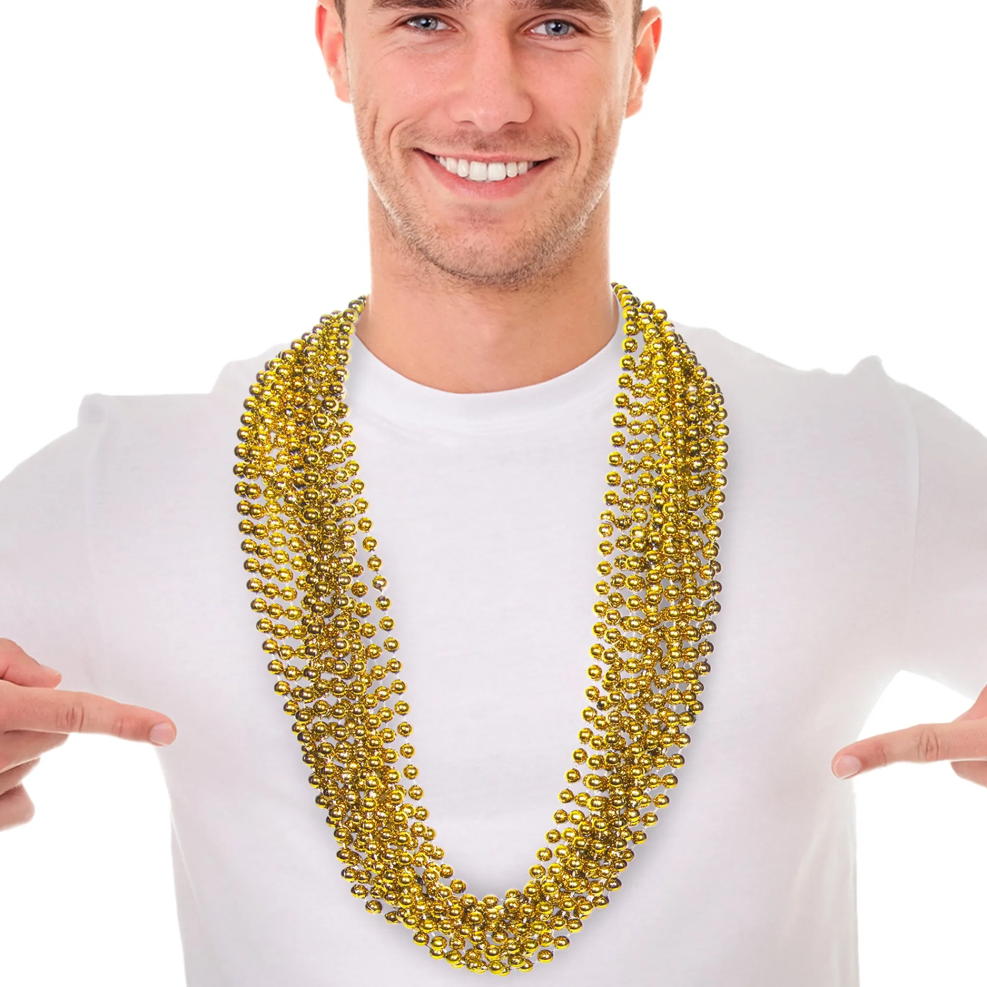 Hot Windy City Novelties Gold 7mm Bead 33" Necklaces