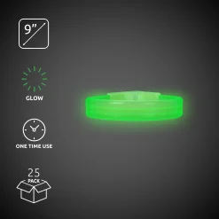 New Windy City Novelties Triple Wide 9" Glow Bracelets Green