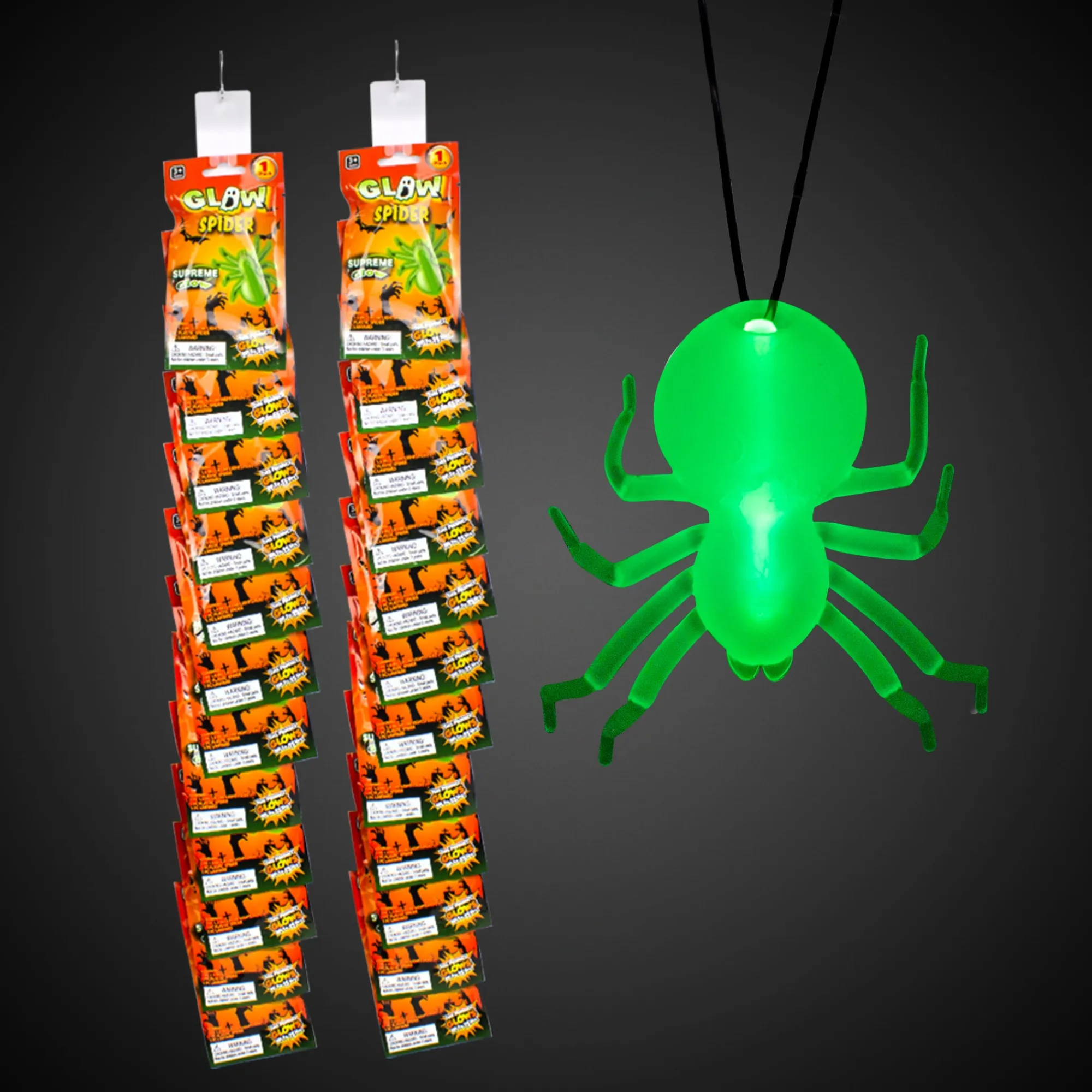 Best Windy City Novelties Halloween Glow Spider Necklaces Retail Hanging Display
