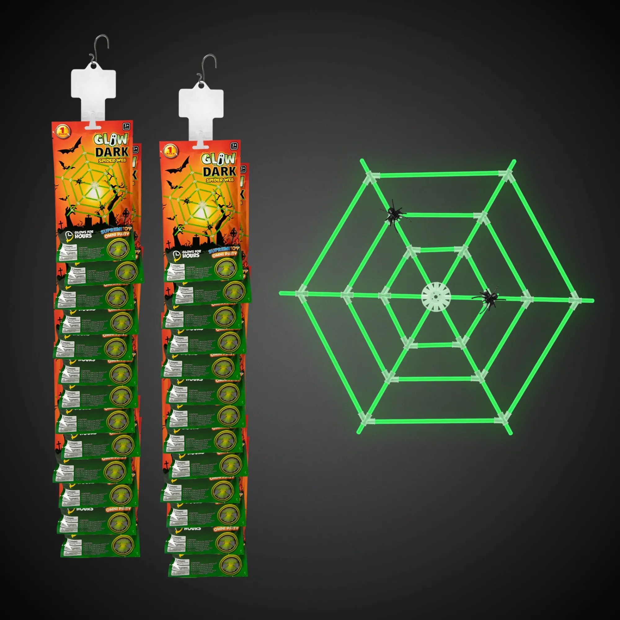 Discount Windy City Novelties Halloween Glow Spider Web Kits Retail Hanging Display