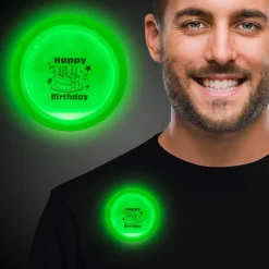 Hot Windy City Novelties Happy Birthday Green Glow Badge
