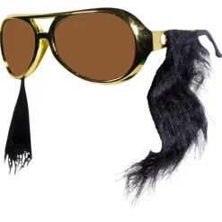 Online Windy City Novelties King Gold Sunglasses with Sideburns
