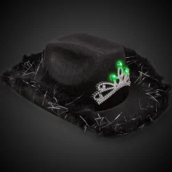 Best Windy City Novelties LED Black Cowboy Hat with Tiara