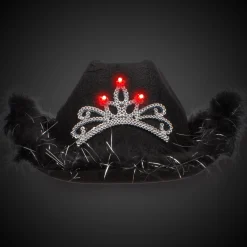 Best Windy City Novelties LED Black Cowboy Hat with Tiara