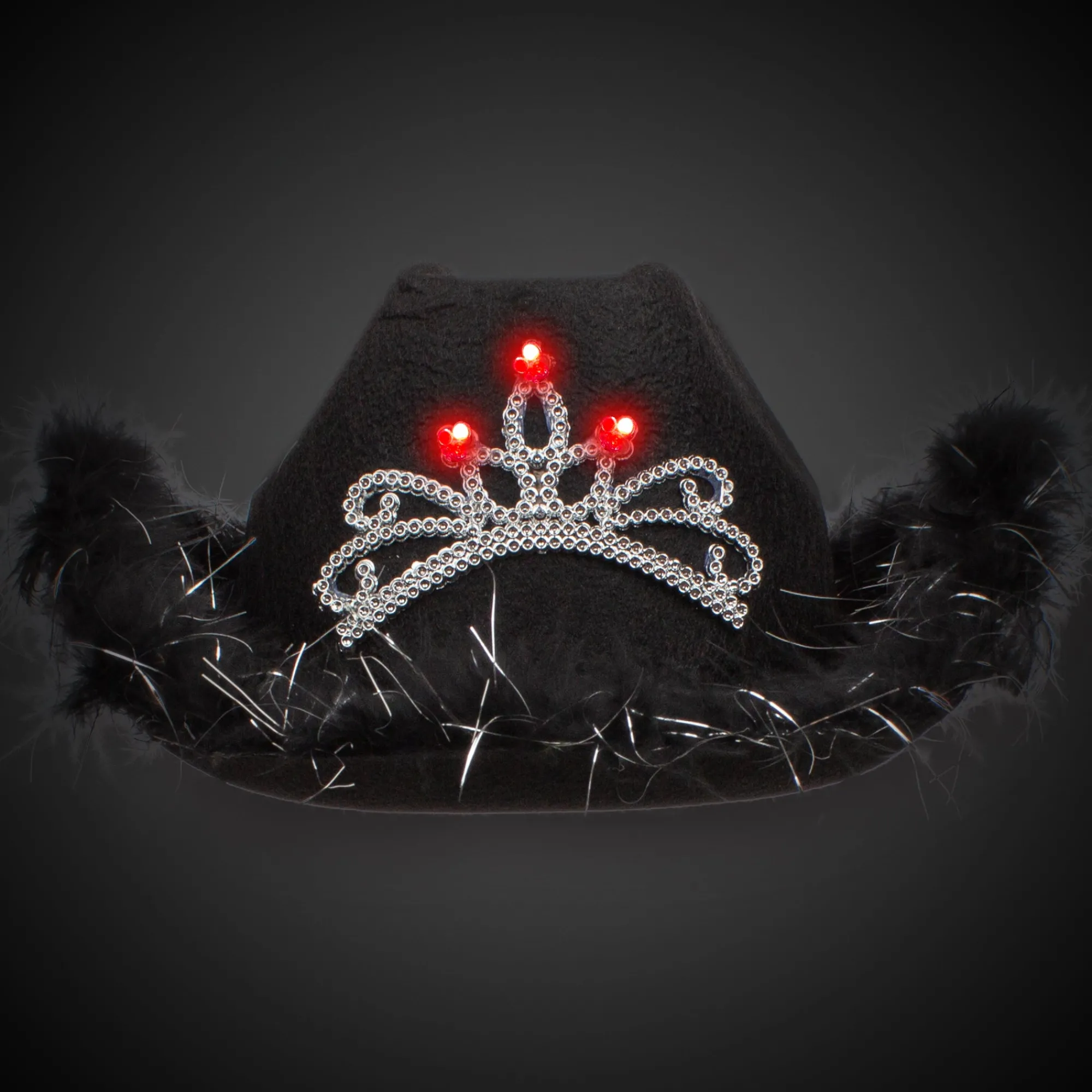 Best Windy City Novelties LED Black Cowboy Hat with Tiara