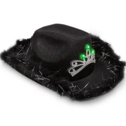 Best Windy City Novelties LED Black Cowboy Hat with Tiara