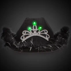 Best Windy City Novelties LED Black Cowboy Hat with Tiara
