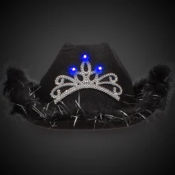 Best Windy City Novelties LED Black Cowboy Hat with Tiara