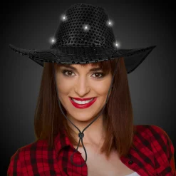 Best Windy City Novelties LED Sequin Cowboy Hat Black