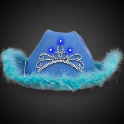 Best Windy City Novelties LED Blue Cowboy Hat with Tiara