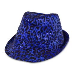 Windy City Novelties LED Leopard Sequin Fedora Blue