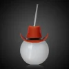 Windy City Novelties LED Brown Cowboy Hat 20 oz. Ball Cup with Straw