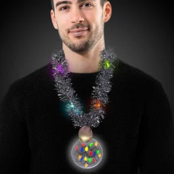 Hot Windy City Novelties LED Christmas Medallion Tinsel Necklace