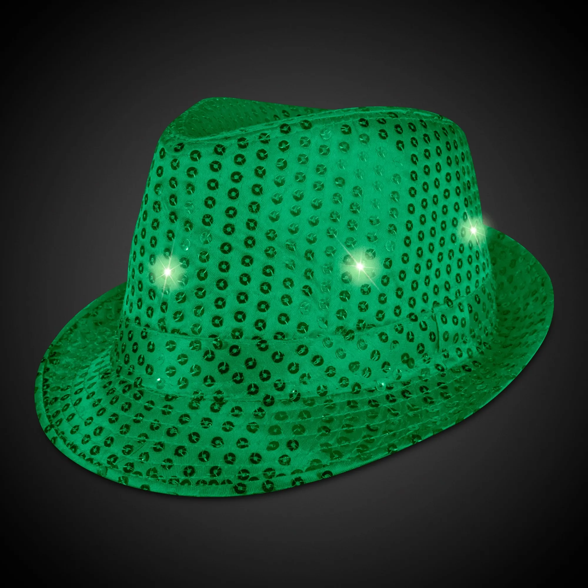 Sale Windy City Novelties LED Dark Sequin Fedora Hat Green