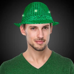 Sale Windy City Novelties LED Dark Sequin Fedora Hat Green