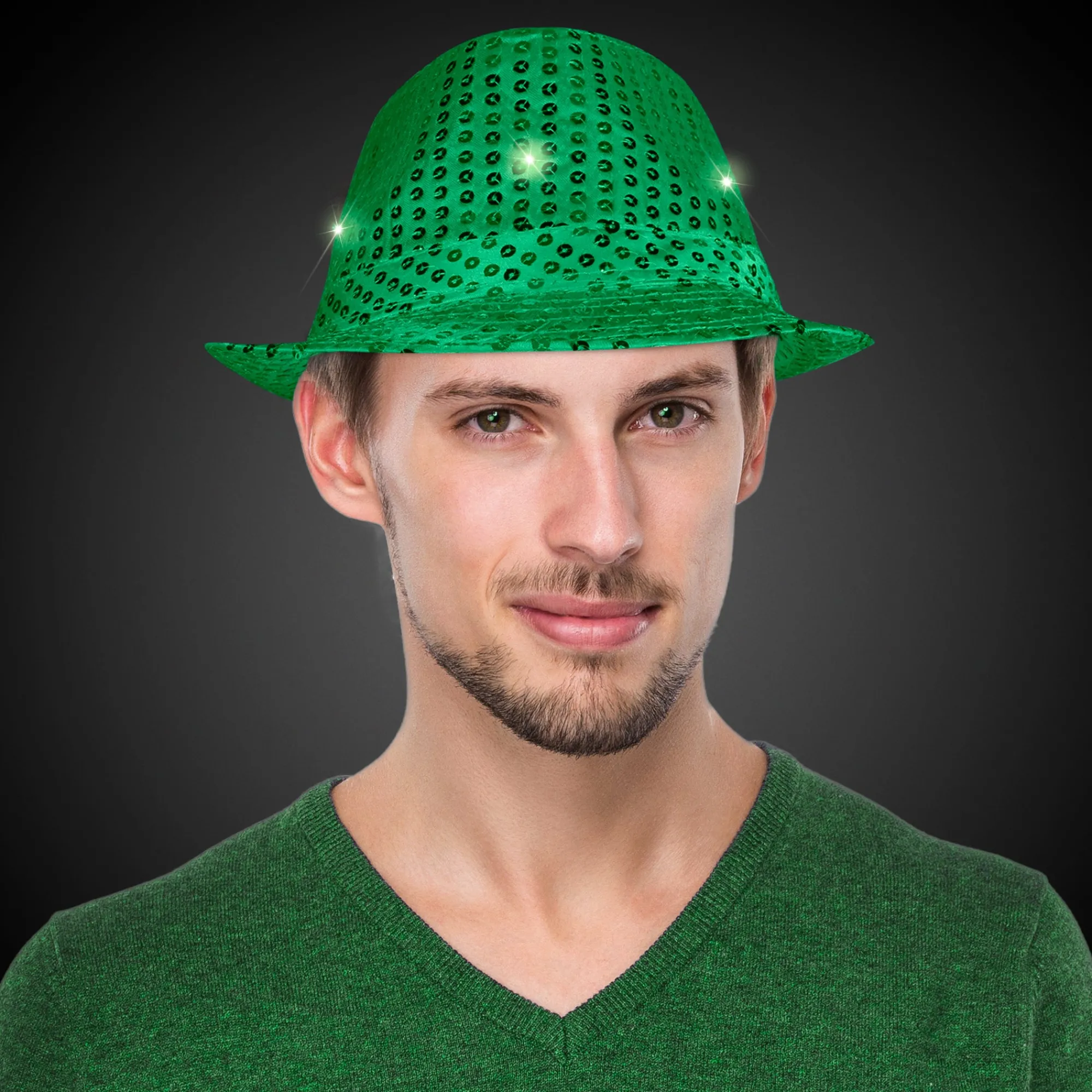 Sale Windy City Novelties LED Dark Sequin Fedora Hat Green