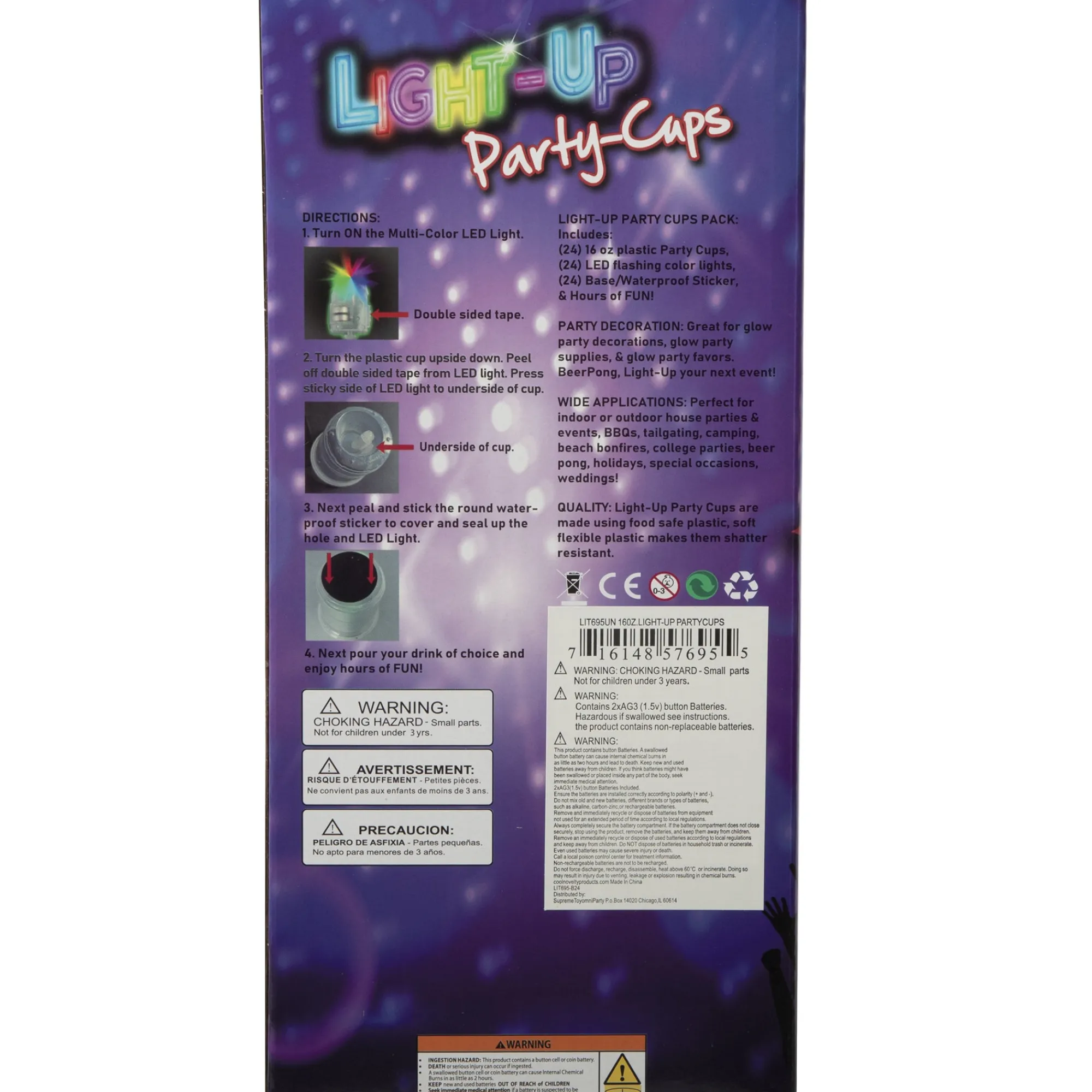Clearance Windy City Novelties LED Disposable 16 oz. Cups Party Pack
