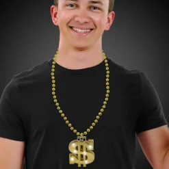 New Windy City Novelties LED Gold Dollar Sign Necklace