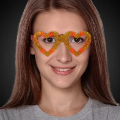 Clearance Windy City Novelties LED Heart Glitter Glasses Gold